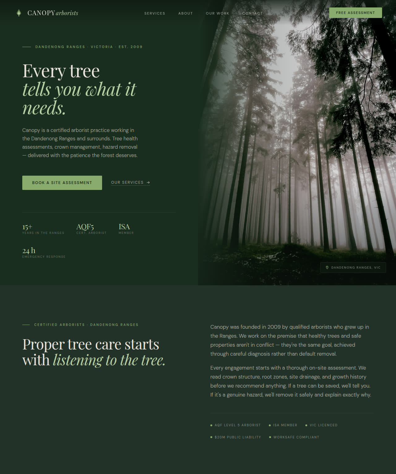Canopy Tree Co - a site built with BookingSprint