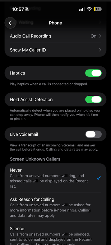 iPhone with voicemail off, BookingSprint live